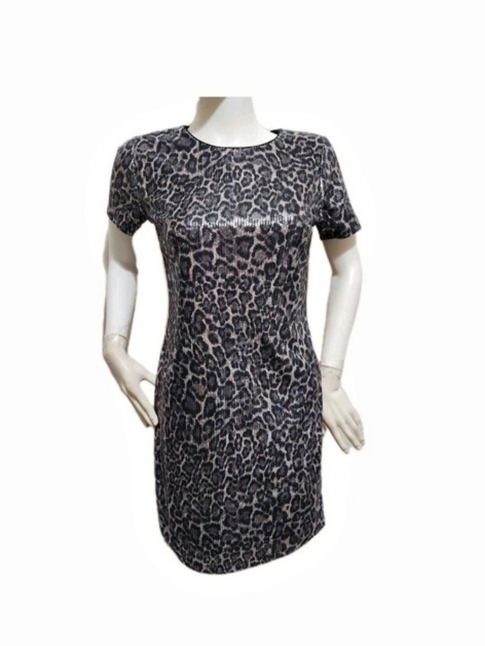 MICHAEL Michael Kors Size XS Womens black Sequin Cheetah T Shirt Dress NWT 07